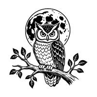 Owl on Branch Moon SVG Cut File, Sublimation Clipart (Digital Download)