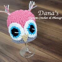 Owl Crochet Handmade Hat - Photography Prop - Kids - Children - Gift - Baby