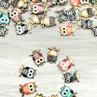 10 Owl Charms Mixed Set:  DIY Jewelry Making Charms | Woodland Animal Decor