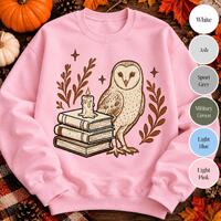 Barn Owl Sweatshirt, Book Lover Crewneck, Dark Academia Sweater, Cozy Reading Shirt, Owl Lover Gift