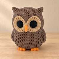 Owl Figurine, Knit-Look 3D Printed Woodland Desk Decor