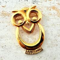 Vintage Gold Toned Owl Brooch