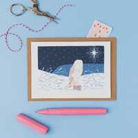 Christmas owl in the snow card