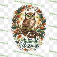 Autumn Blessings &ndash; Enchanted Forest Owl PNG