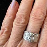 Antique Colonial Handcrafted Silver Mayan indigenous owl ring from Guatemala