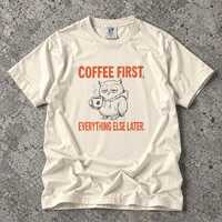 Coffee First Owl Shirt, Coffee Lover Shirt, Animal Lover Shirt