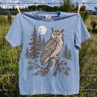 Full Moon Owl Shirt, Comfort Colors Forest Wildlife Tee, Horned Owl Graphic, Pine Tree Nature Shirt,