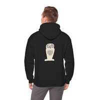 Owl Hoodie | Ancient Mexican Clay Stamp Back Print | Pre-Columbian Tecolote Sweatshirt, Unisex Gilda