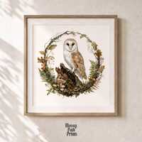 Vintage Barn Owl Print | Audubon Nature Plate Illustration | Cottagecore | Digital Download | MossyP