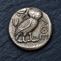 Athenian Owl Tetradrachm Replica Coin, Athena Owl Ancient Greek Inspired Coin, Athens Attica Mytholo