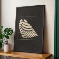 Snowy Owl Printable Wall Art, Black and White Vintage Woodcut, Digital Download