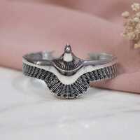925 Sterling Silver Wild Owl Bangle, Bohemian Eagle Cuff Bracelet, Vintage Animal Statement Jewelry,