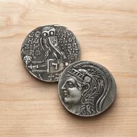 Ancient Greek Owl Coin, Athenian Tetradrachm Replica, Athena and Owl Silver Coin, History Collectibl