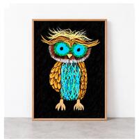 Colorful Owl Framed Poster Whimsical Art Print Kids Nursery Wall Art