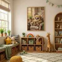 Reading Baby Owl Nursery Wall Art, Cozy Storybook Woodland Decor, Baby Shower Gift