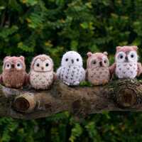 Fluffy Crochet Owl, Handmade Woodland Bird, Rustic Forest Decor, Chubby Owl Figurine, Amigurumi Natu