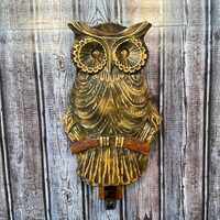 Vintage Wooden Owl Hook Hanger with Moving Wings And Eyes