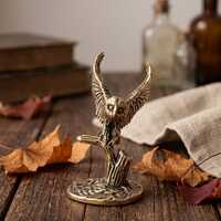 Brass Owl Figurine Solid Brass Owl Statue Vintage Flying Owl Bird Sculpture Desk Decor Wisdom Totem 