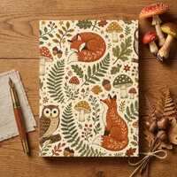 Woodland Fox and Owl Notebook Hardcover Journal | Lined