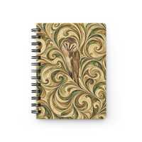 Barn Owl Journal, Spiral-Bound Lined Notebook, Art Nouveau Owl Swirl