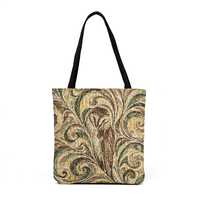 Barn Owl Woven Tote Bag, Art Nouveau Owl Swirl Shoulder Bag