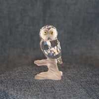 Swarovski Barn Owl on Branch Figurine. Vintage Crystal Bird Collectible: Holiday Miniature Gift