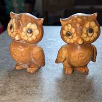 Vintage 1960s MCM Josef Originals Ceramic Owl Salt Pepper Shakers Japan Kitsch