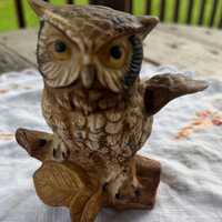Vintage Homco Owl Figurine – Hand‑Painted Ceramic Woodland Bird – Cottagecore Farmhous