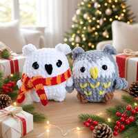 No Sew Owl Crochet Pattern PDF Easy Beginner Bird Amigurumi Plushie Snowy Woodland Animal