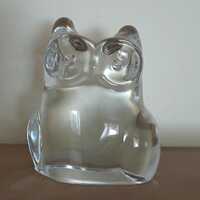Orrefors Kosta signed owl paperweight clear glass CUTE bird artist signature figure art