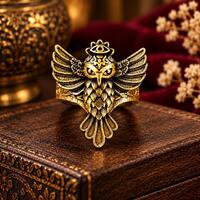 Gothic Owl Ring | Antique Brass Bird Ring | Tribal Statement Jewelry