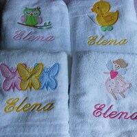 Girls Personalized Bath Towel Butterfly Owls Fairy Ducky applique