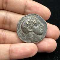 Authentic Good Condition Ancient Greek Bronze Attica Owl Tetradrachm Coin Circa 440-404 BC