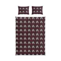 Whimsigoth Owls Duvet Cover Set, Burgundy Forest Bedding with Green Willow and Fireflies, Dark Cotta