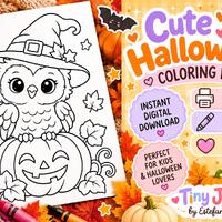 Halloween Witch Owl Coloring Page, Pumpkin Fall Activity (Digital Download)