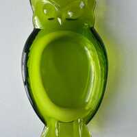 Vintage Viking Glass Green Owl Ashtray/Trinket Dish