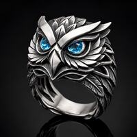 925 Sterling Silver Owl Ring, Statement & Gothic Animal Jewelry, Wisdom Symbol Ring, Unisex Gift