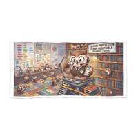 Cozy Owls in Library Beach Pool Bath Towel | Cute Bookish Reading Owl Picnic Lounge Towel