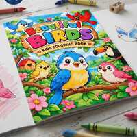 Bird Coloring Pages, Printable Kids Nature Book, Owl Swan Canva Template, Instant Download