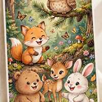 Forest Animals Coloring Book PDF | 20 Cute Woodland Pages Kids Ages 3-8 | Printable Fox Owl Bear Col