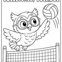 Bilingual Sports Owl Coloring Book, English Spanish PDF (Ages 3+)
