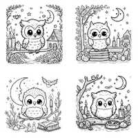 Kawaii Owl Witch Coloring Book, Bold & Easy Cottagecore Pages for Stress Relief, PDF Digital Dow