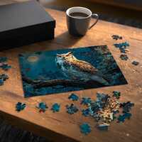 Owl and Full Moon Jigsaw Puzzle, 252 520 1014 Piece Puzzle, Owl Puzzle Gift for Adults