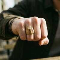 Handcrafted Brass Owl Ring with Red Garnet Eyes | Nature Inspired Animal Jewelry | Gothic Statement 