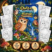 Owl Coloring Book for Kids Ages 5-8 - 27 Printable Forest PDF Pages
