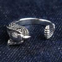 Adjustable Owl Wrap Ring in Sterling Silver