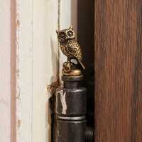Brass Animal Hinge Decor, Magnetic Owl Miniature, Realistic Wildlife Art, Tiny Landscape Craft, Hall