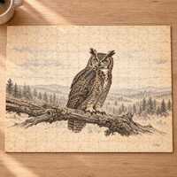 Great horned owl jigsaw puzzle for adults gift for bird and nature lovers