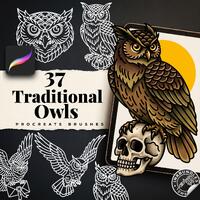 Procreate, Traditional Owls Tattoo flash art , 37 Unique references for Procreate, Outlined tattoo s