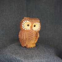 Artesania Rinconada Brown Owl Figurine. Vintage Uruguay Pottery Bird Collectible: Retro Modern Decor
